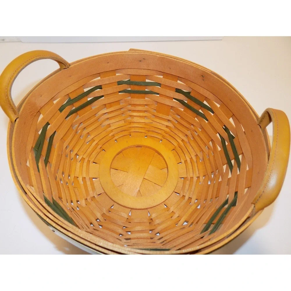 Popcorn Basket w/ Liner & Protector 1999 Christmas Holiday Longaberger GREEN